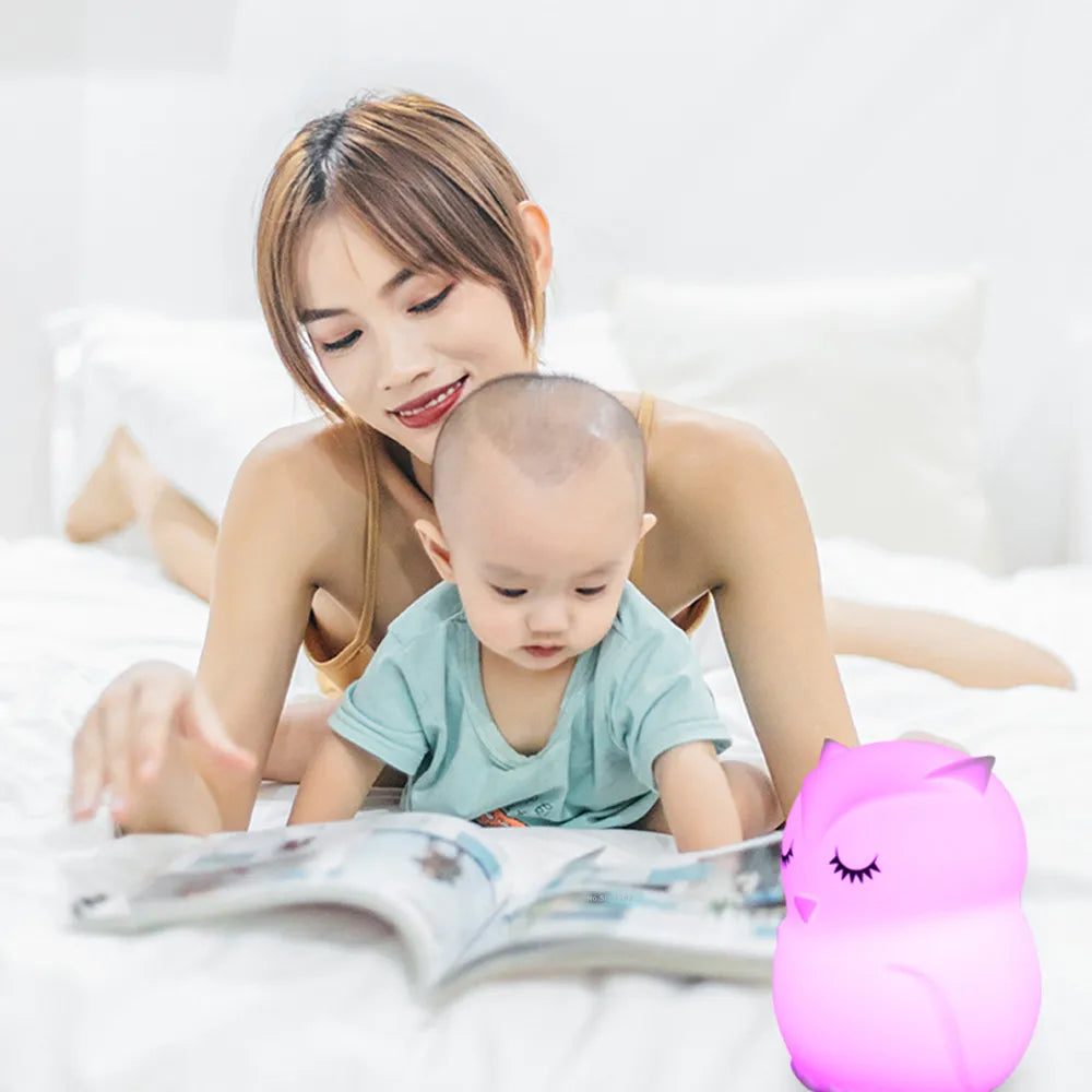 Veilleuse bébé en silicone – lumière douce tactile – télécommande