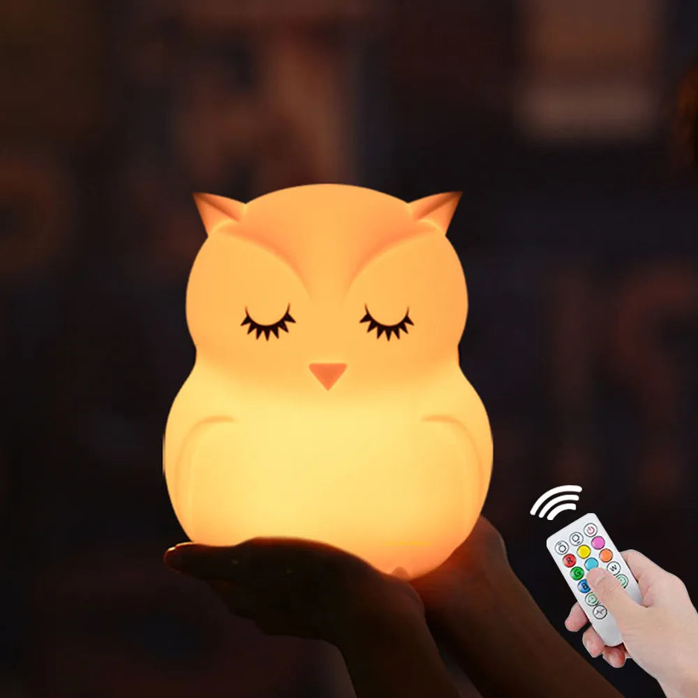 Veilleuse bébé en silicone – lumière douce tactile – télécommande