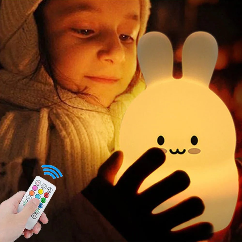 Veilleuse bébé en silicone – lumière douce tactile – télécommande