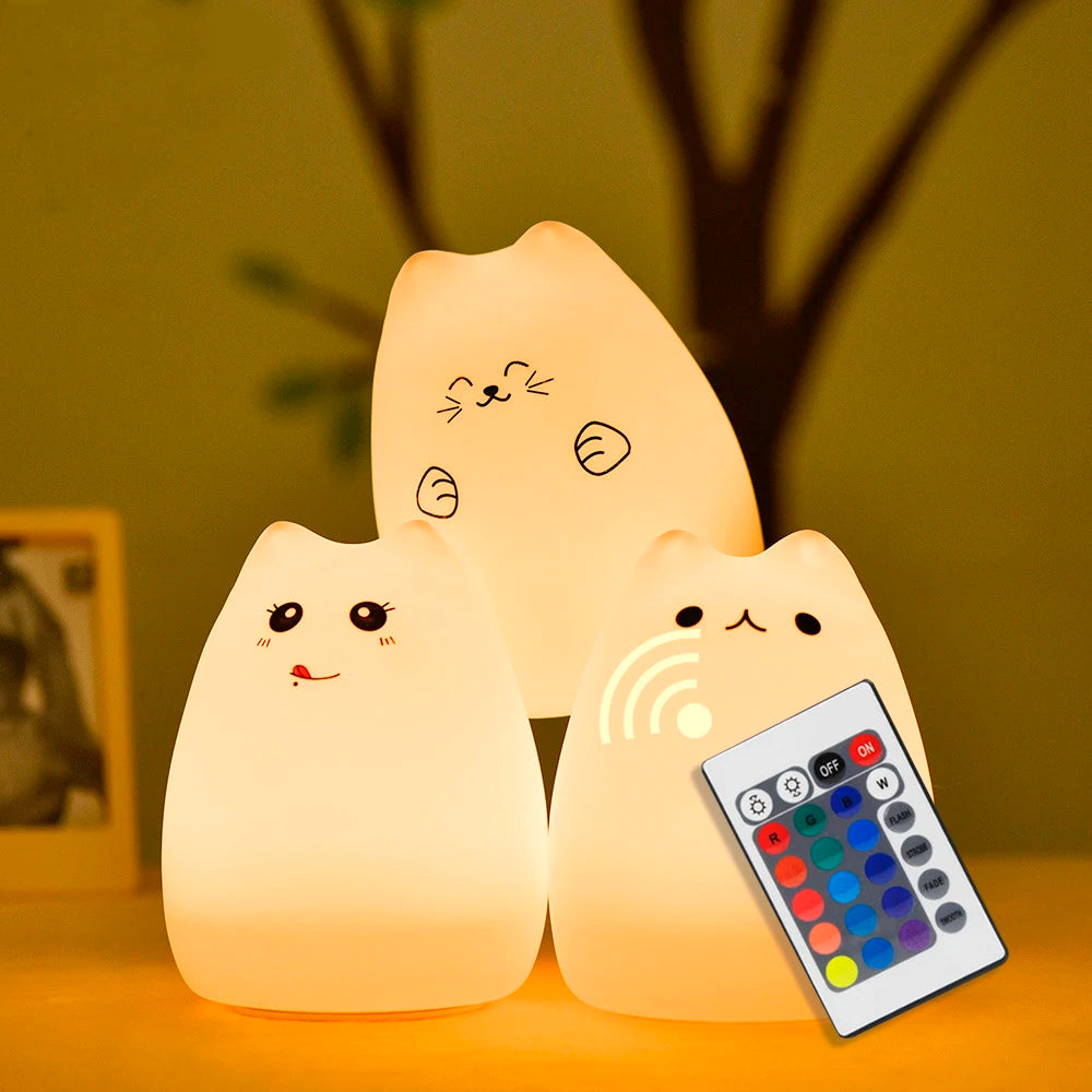Veilleuse bébé en silicone – lumière douce tactile – RGB