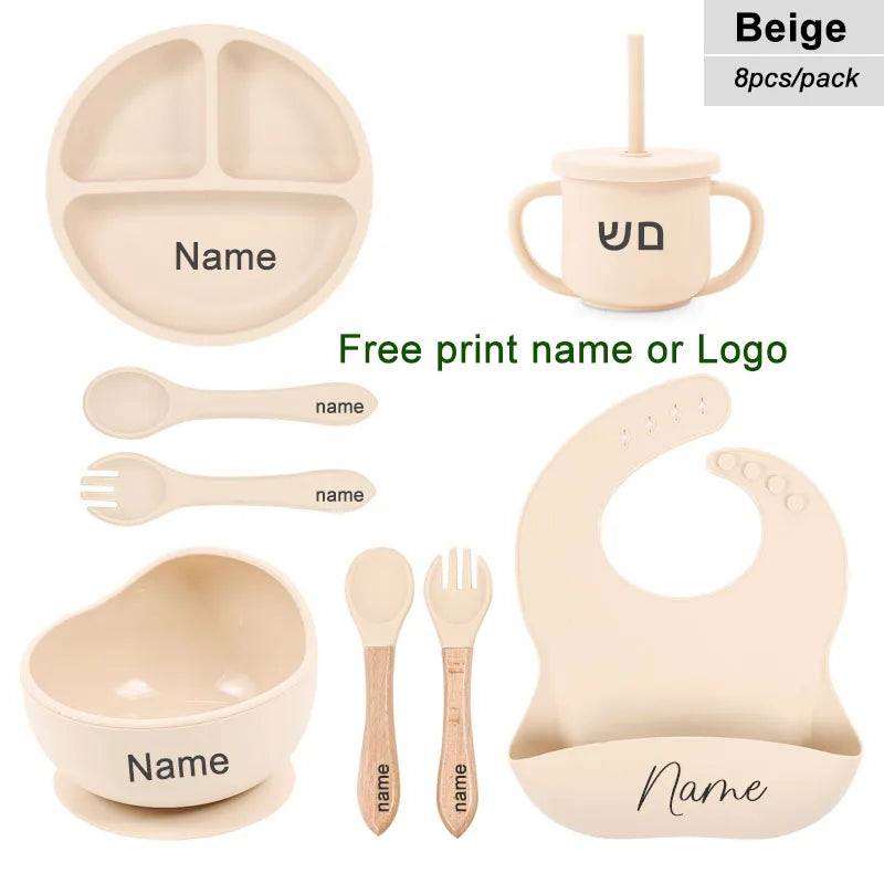 Set repas bébé en silicone – à ventouse – lot de 8