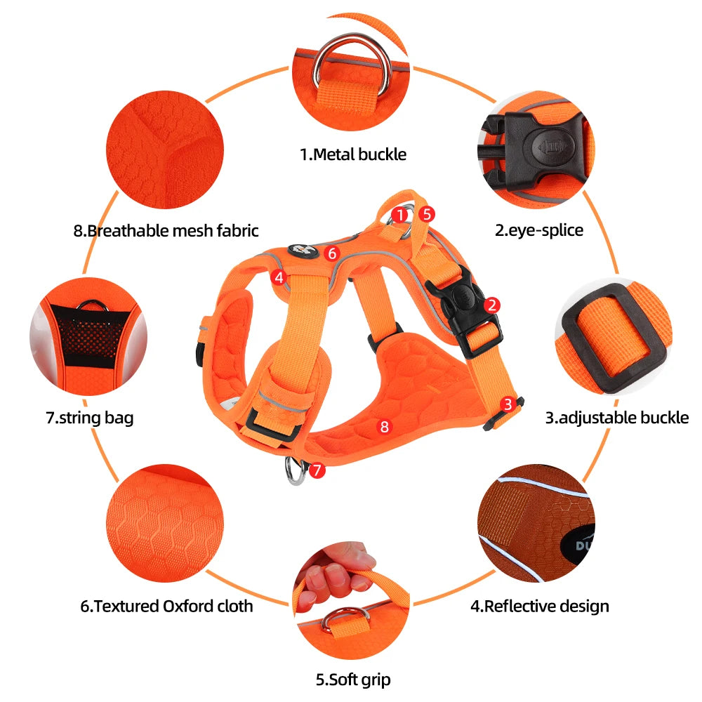 Harnais anti-traction réglable pour chien + laisse