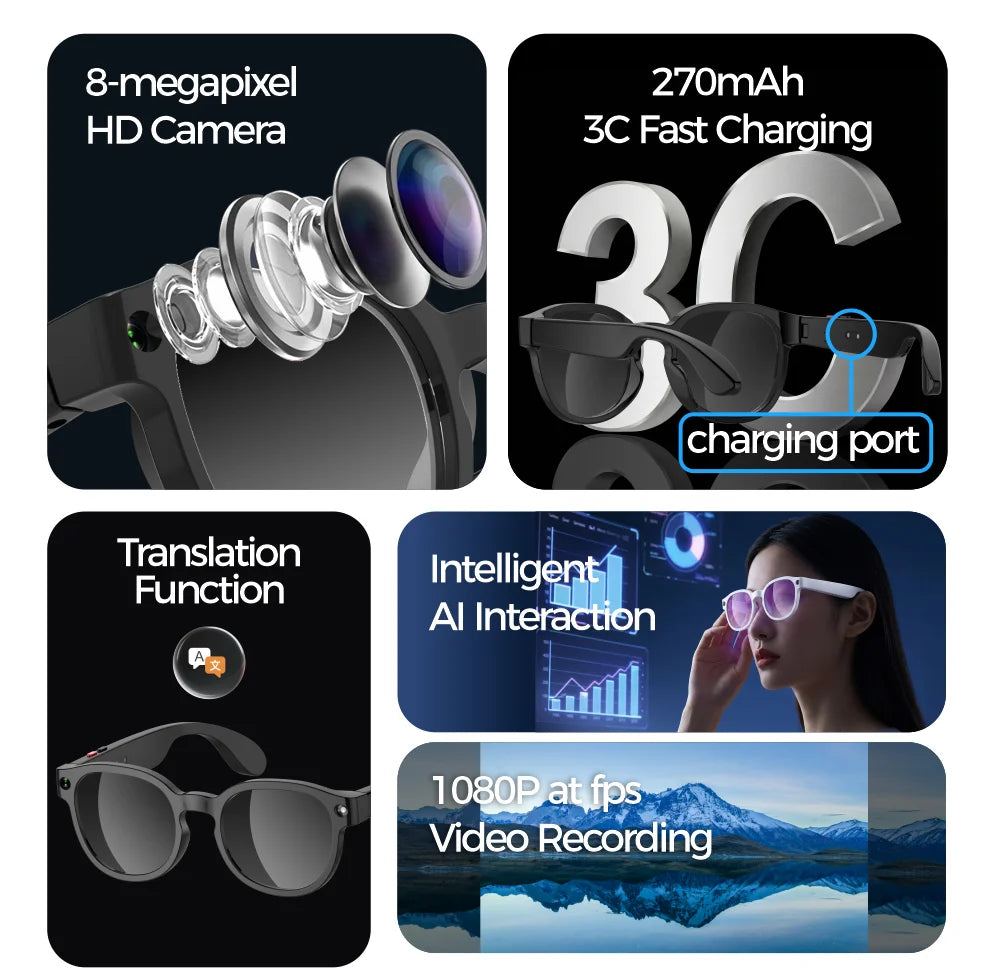 Lunettes connectées AI – caméra HD