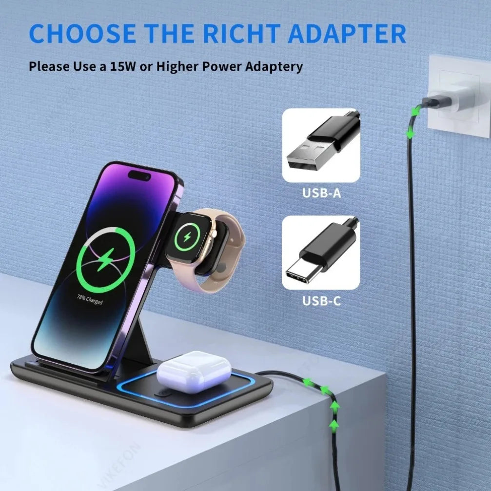 Station de charge sans fil 3-en-1