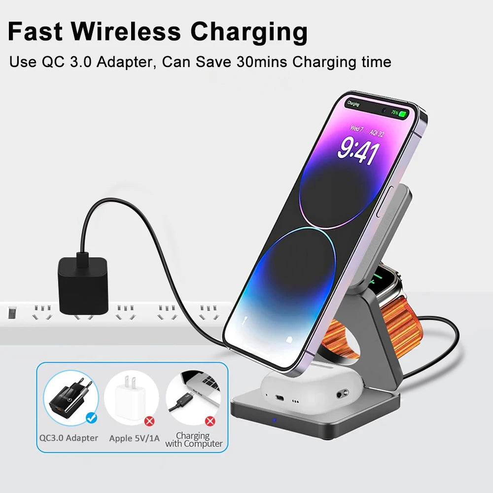 Station de charge sans fil 3-en-1