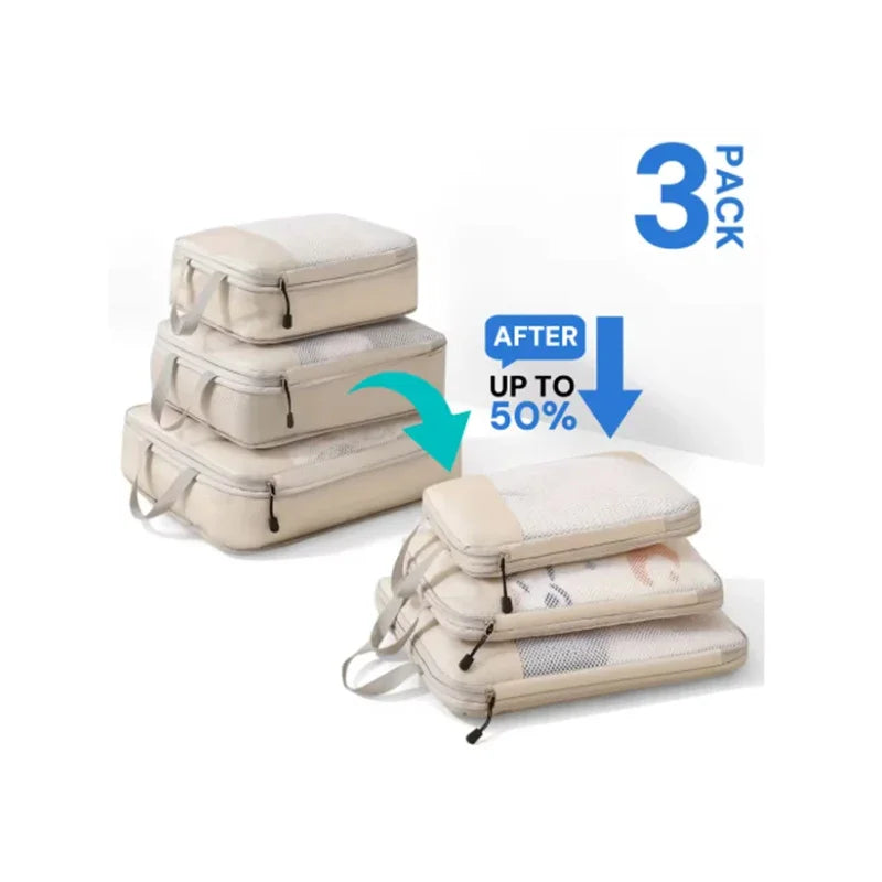 Cubes de rangement de voyage à compression – lot de 3