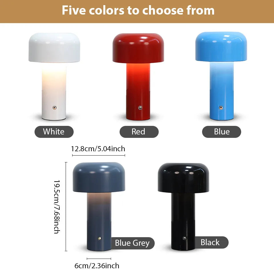 Lampe champignon LED sans fil – veilleuse tactile rechargeable