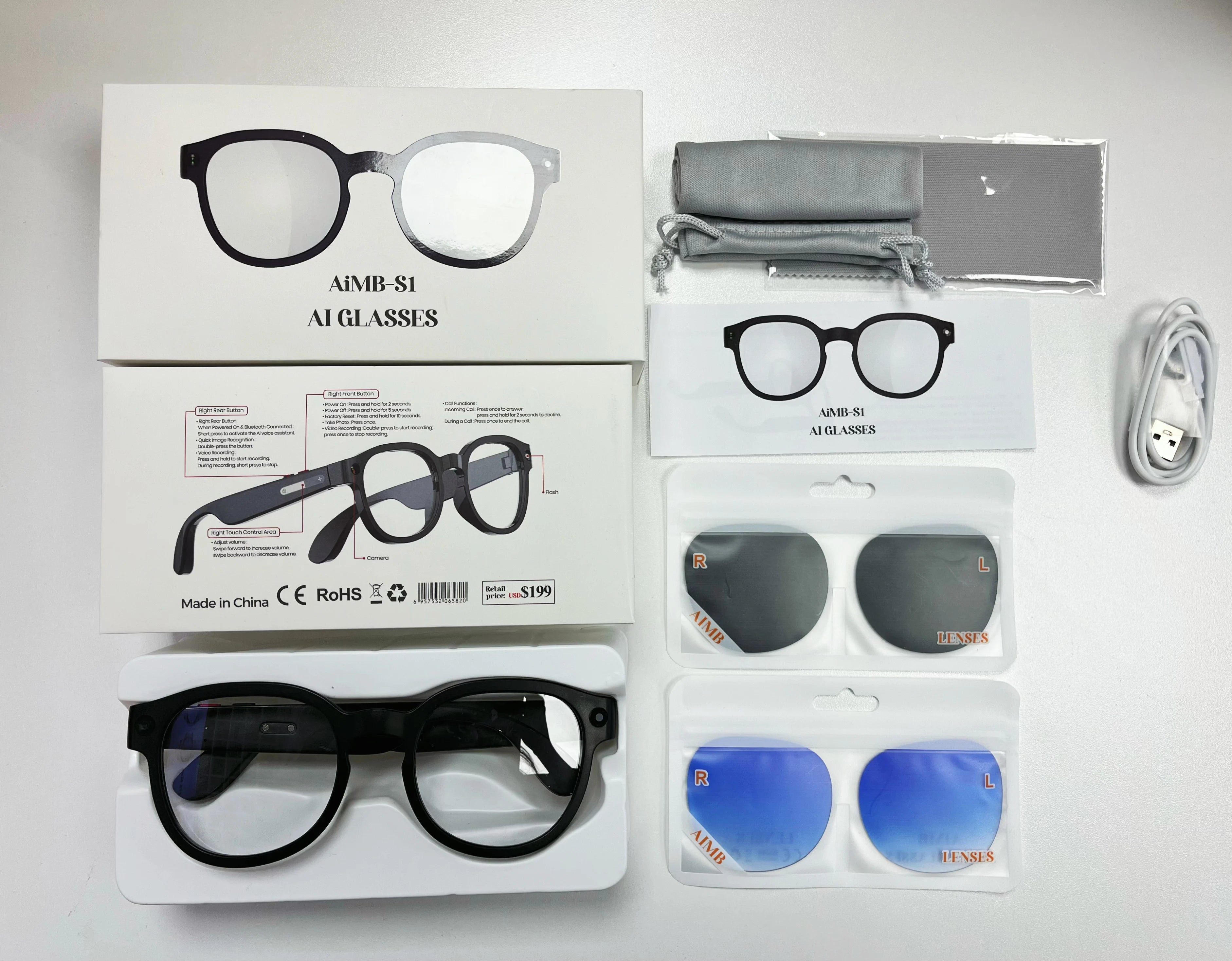 Lunettes connectées AI – caméra HD