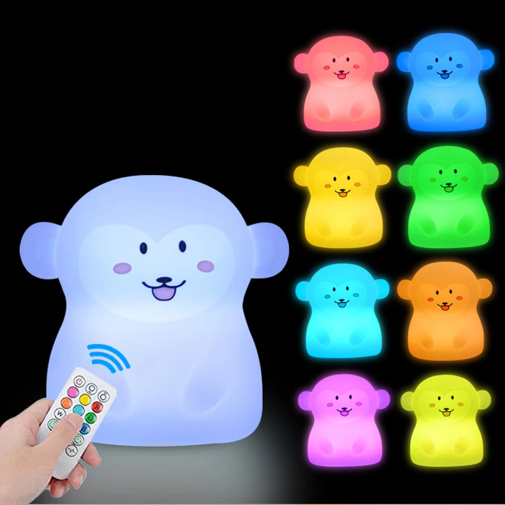 Veilleuse bébé en silicone – lumière douce tactile – télécommande