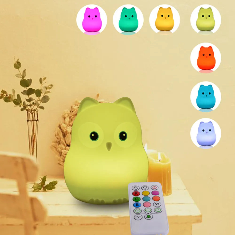 Veilleuse bébé en silicone – lumière douce tactile – télécommande