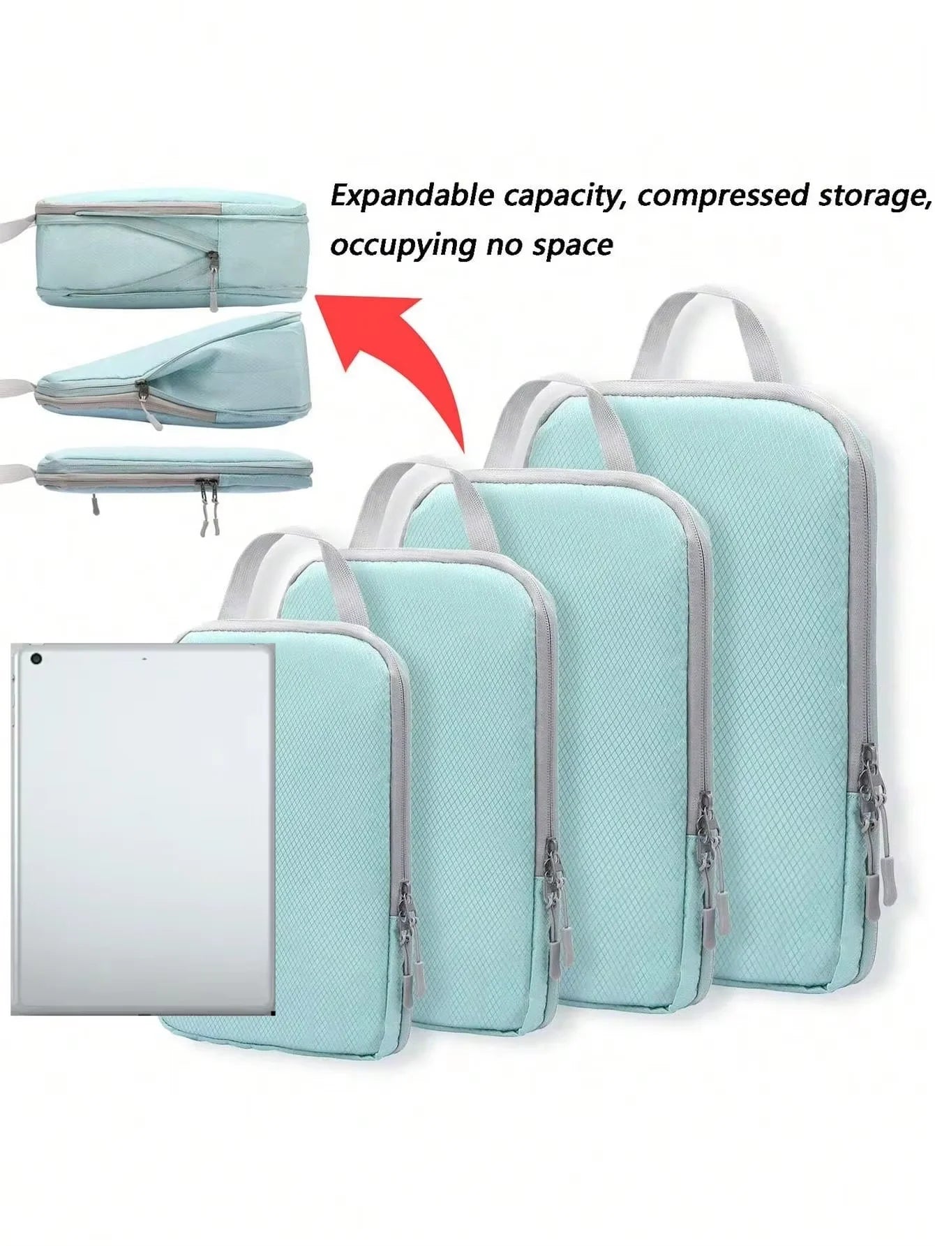 Cubes de rangement de voyage à compression – lot de 6