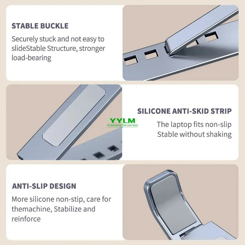 Support PC portable en aluminium pliable