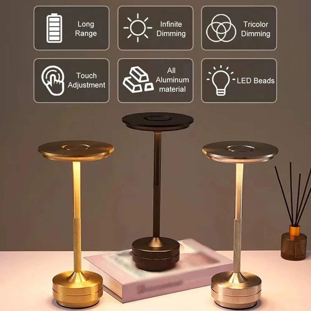 Lampe de table LED sans fil rechargeable – veilleuse tactile rechargeable