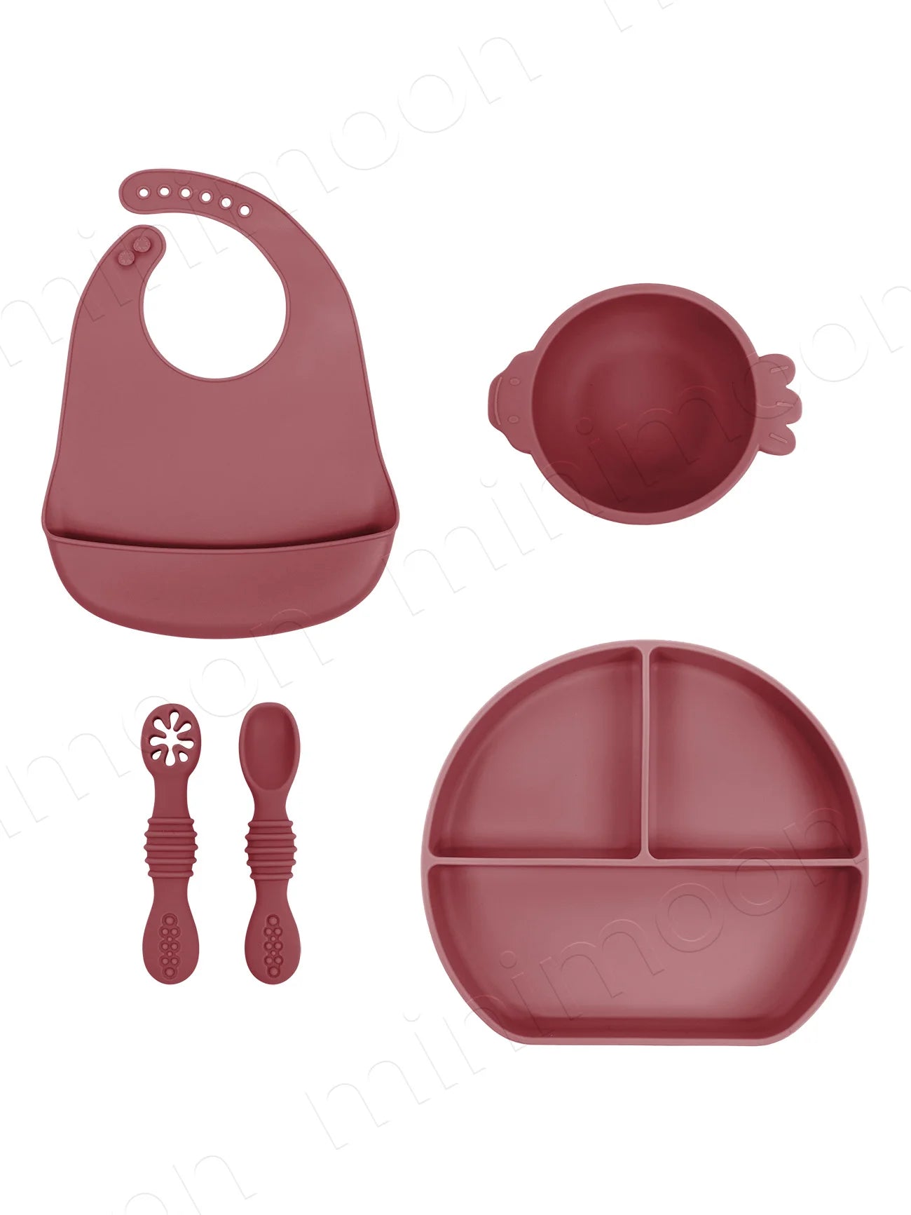 Set repas bébé en silicone – à ventouse – lot de 5