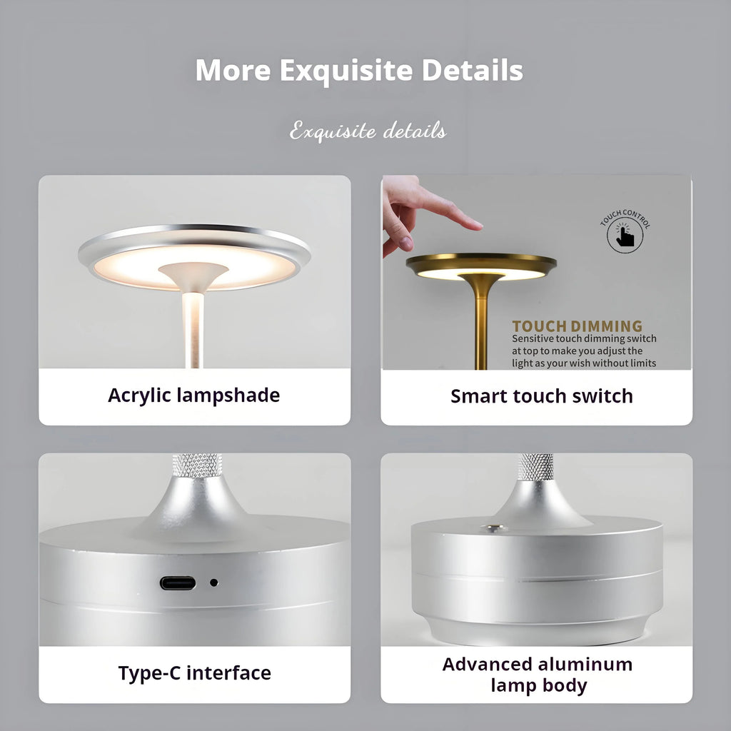 Lampe de table LED sans fil rechargeable – veilleuse tactile rechargeable