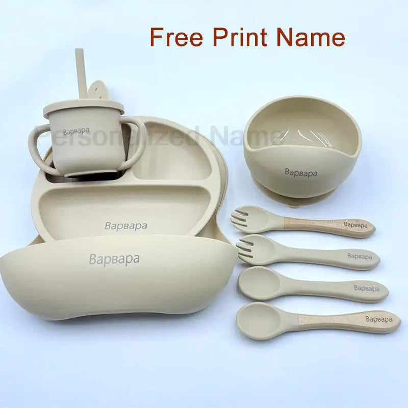 Set repas bébé en silicone – à ventouse – lot de 8