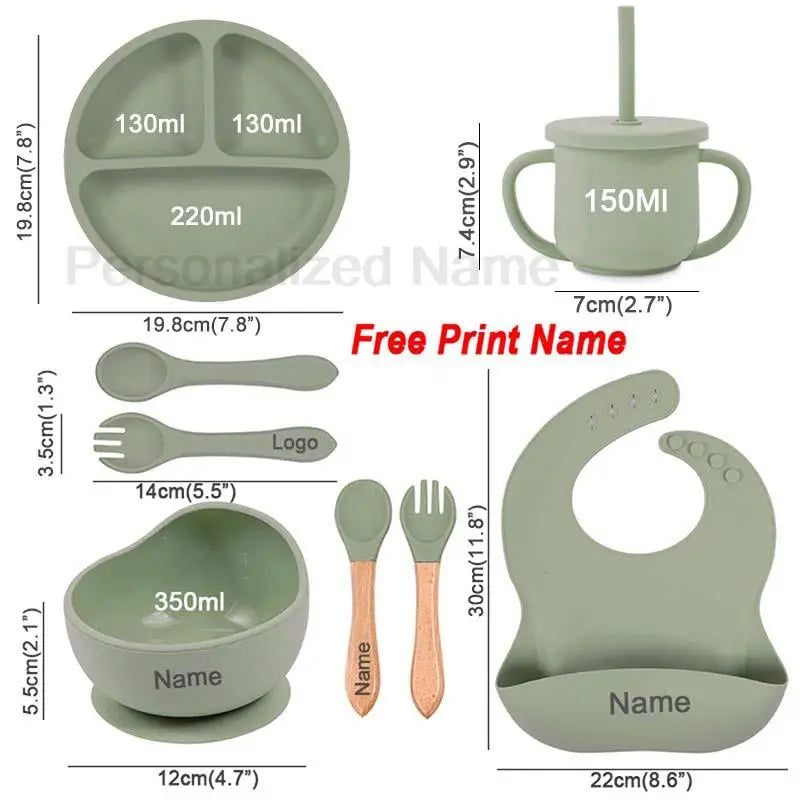 Set repas bébé en silicone – à ventouse – lot de 8