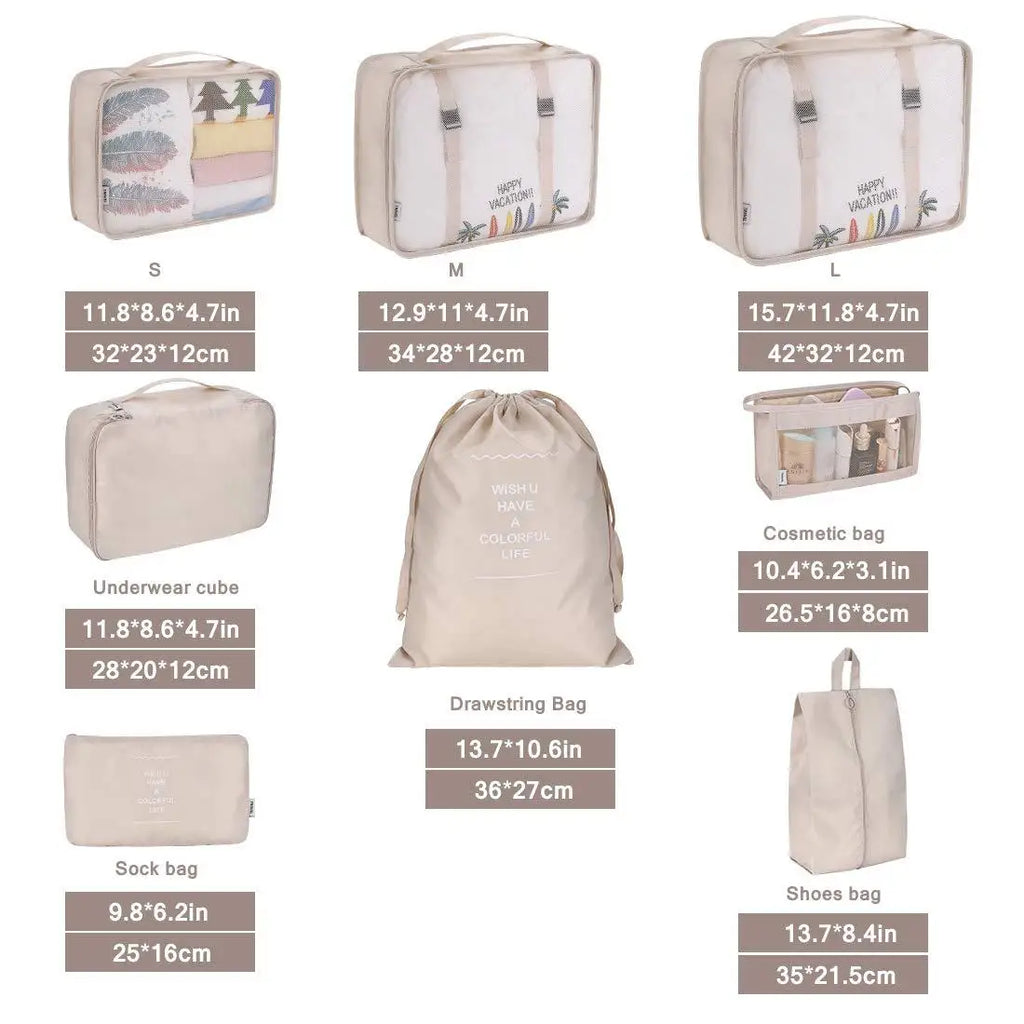 Cubes de rangement de voyage à compression – lot de 7