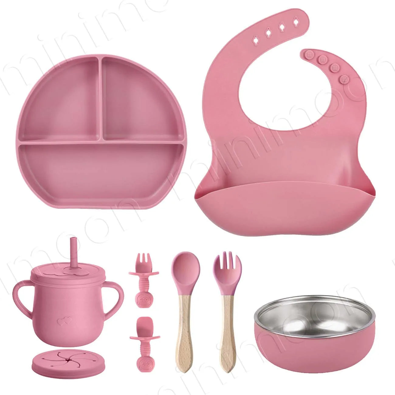 Set repas bébé en silicone – à ventouse – lot de 9