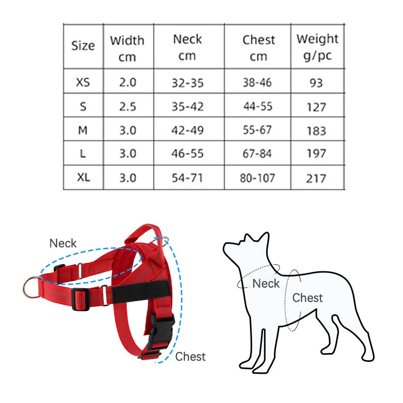 Harnais anti-traction réglable pour chien + laisse