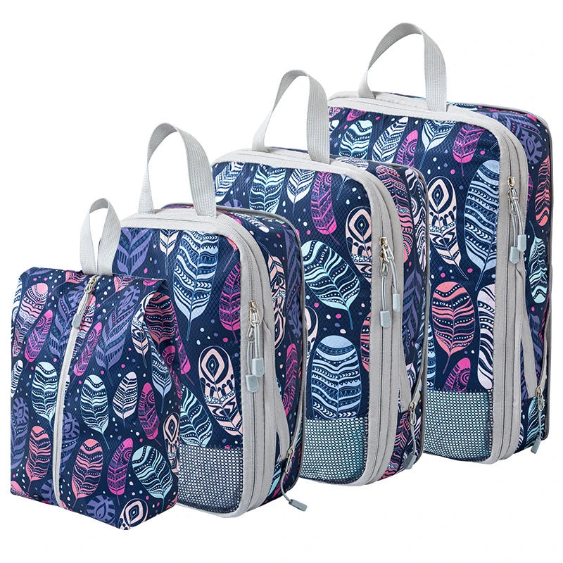 Cubes de rangement de voyage à compression – lot de 4