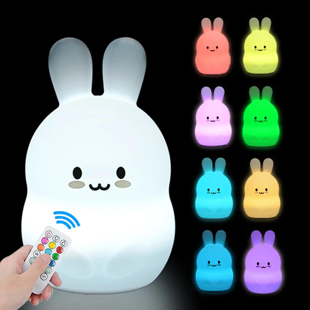 Veilleuse bébé en silicone – lumière douce tactile – télécommande