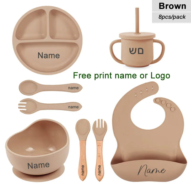 Set repas bébé en silicone – à ventouse – lot de 8