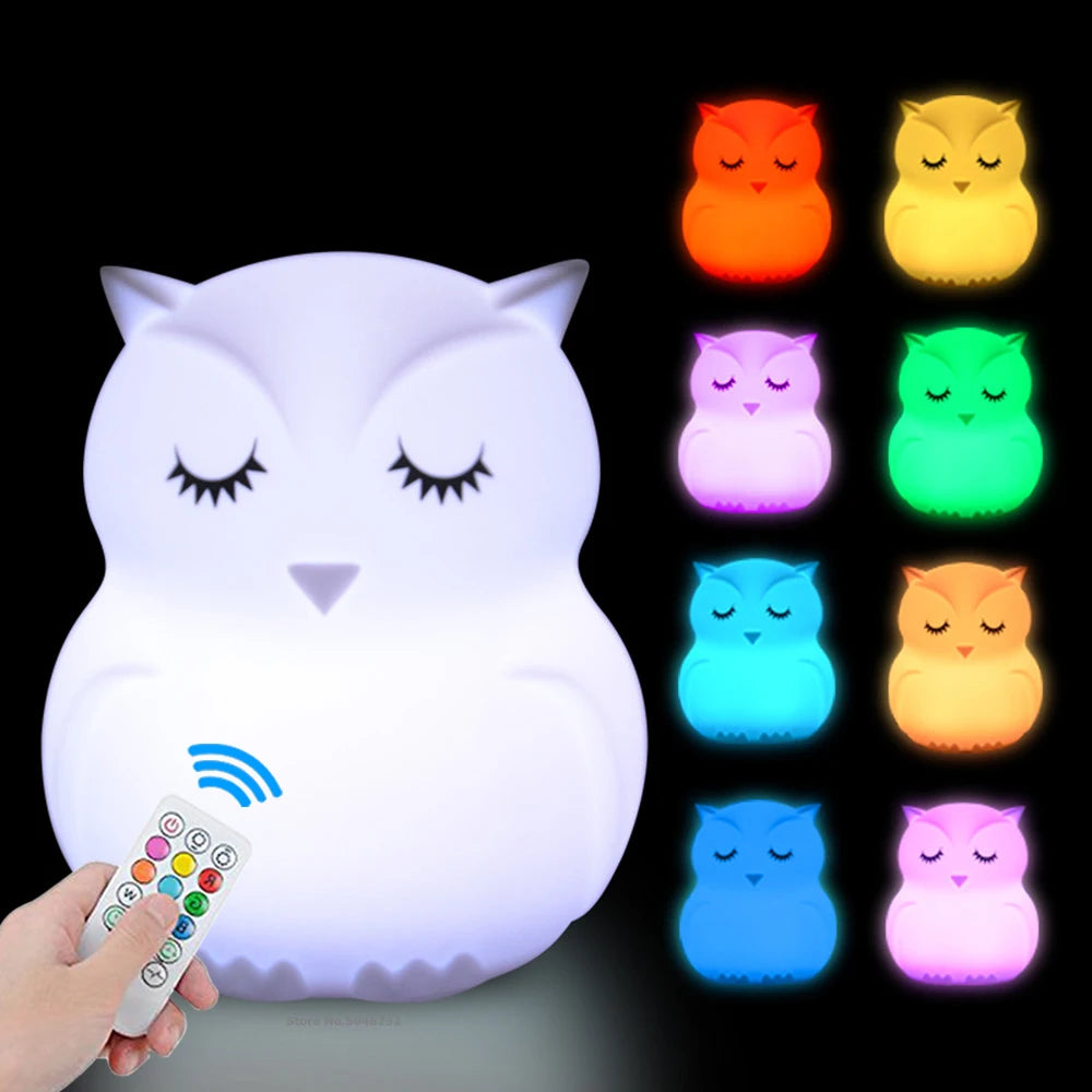 Veilleuse bébé en silicone – lumière douce tactile – télécommande