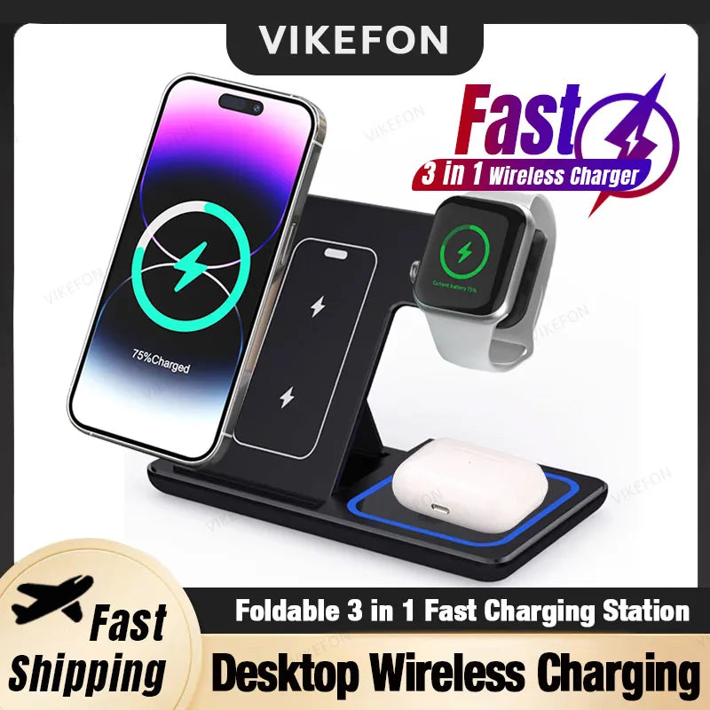 Station de charge sans fil 3-en-1
