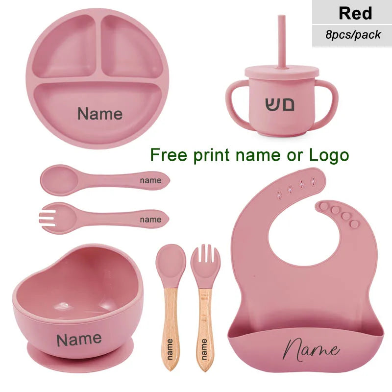 Set repas bébé en silicone – à ventouse – lot de 8