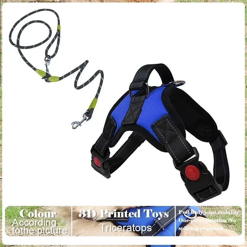 Harnais anti-traction réglable pour chien + laisse