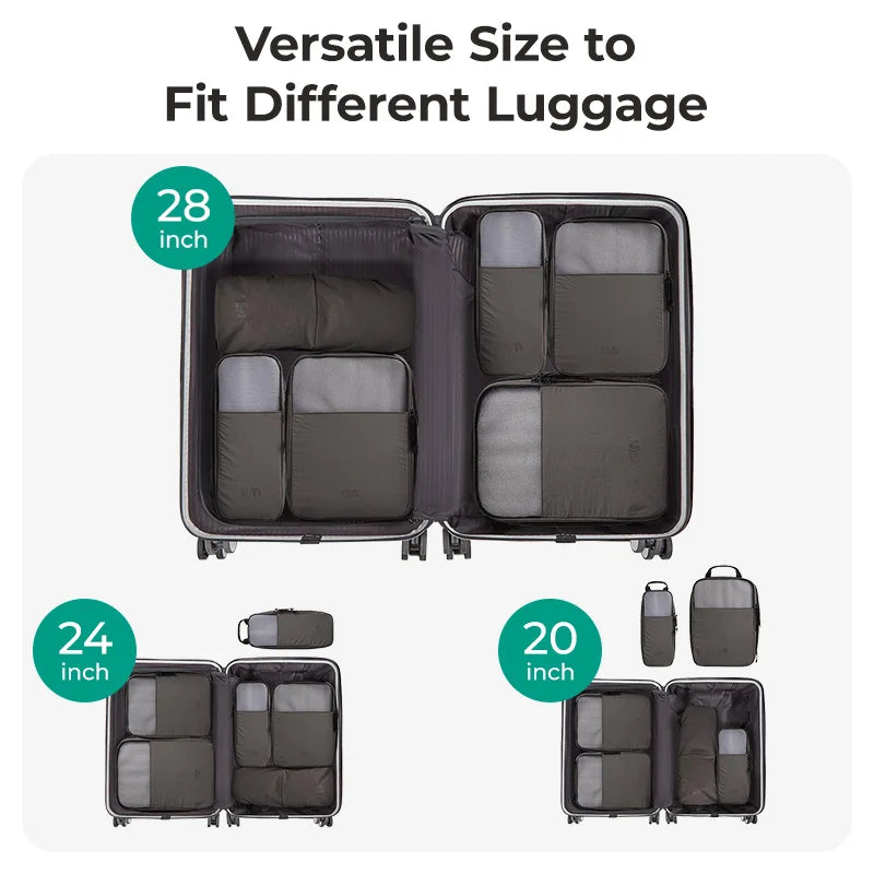 Cubes de rangement de voyage à compression – lot de 6