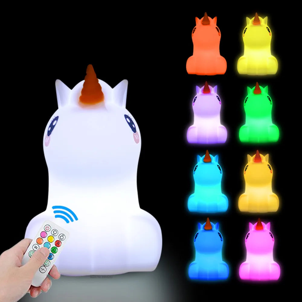 Veilleuse bébé en silicone – lumière douce tactile – télécommande