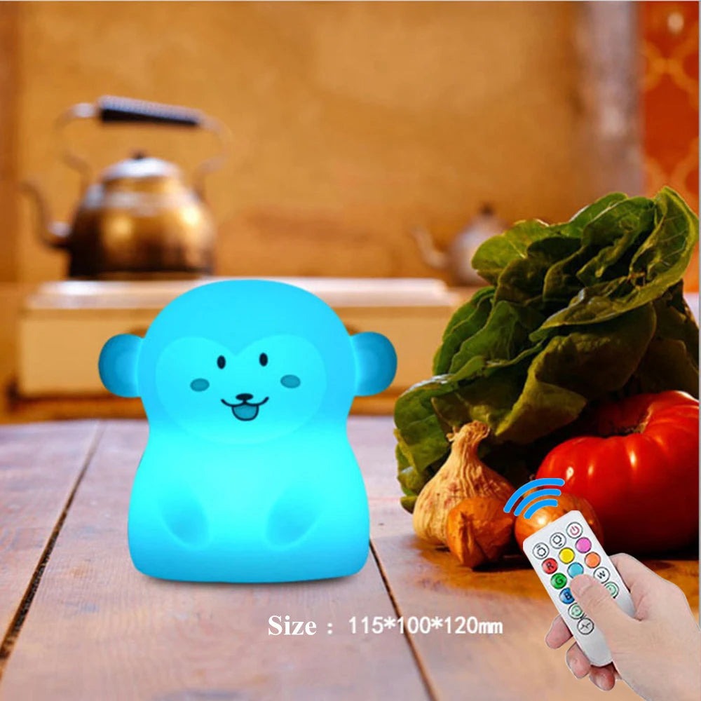 Veilleuse bébé en silicone – lumière douce tactile – télécommande