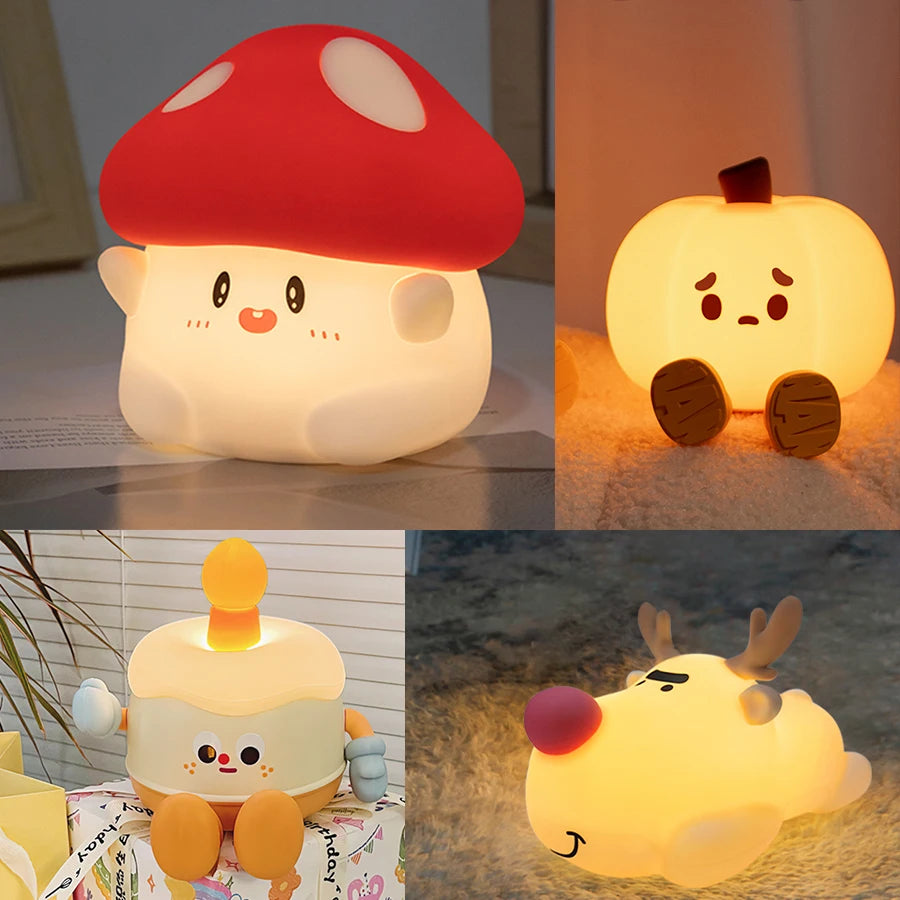 Veilleuse champignon LED rechargeable – lampe de chevet USB