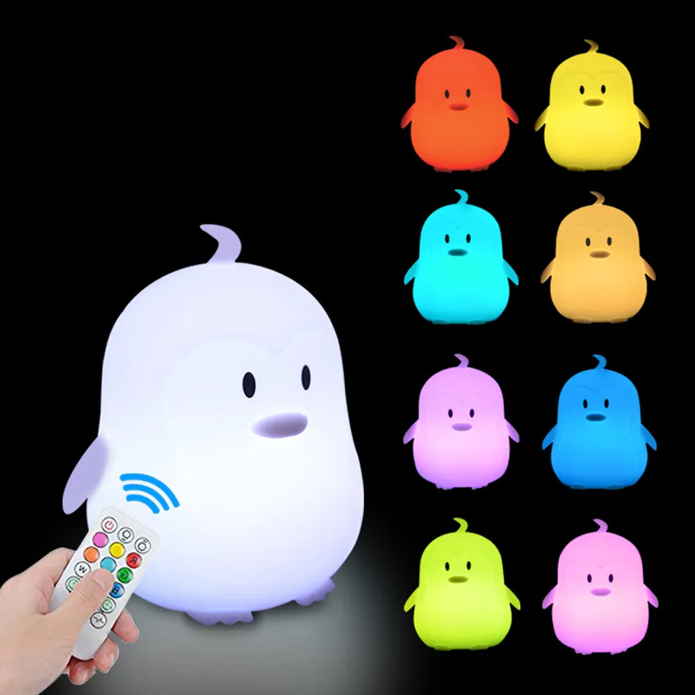 Veilleuse bébé en silicone – lumière douce tactile – télécommande