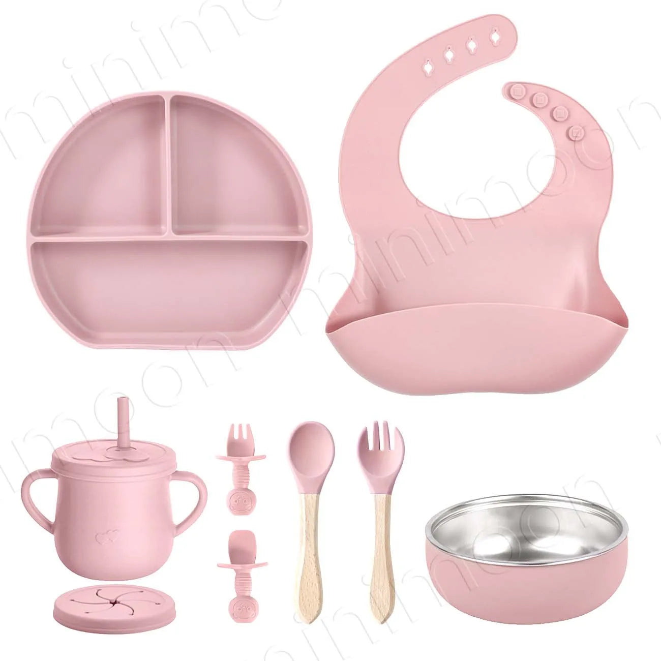 Set repas bébé en silicone – à ventouse – lot de 9