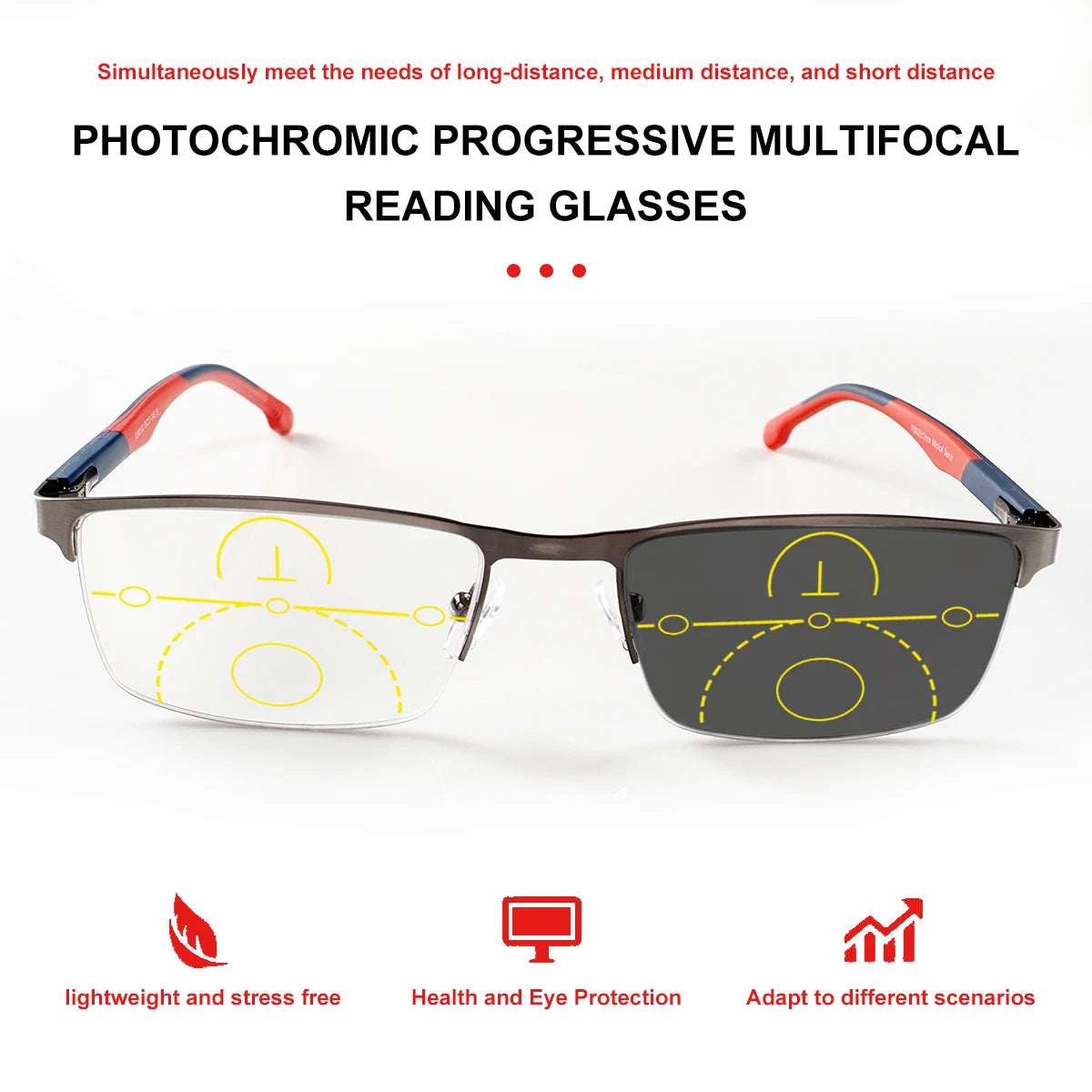 Lunettes de lecture multifocales anti-lumière bleue