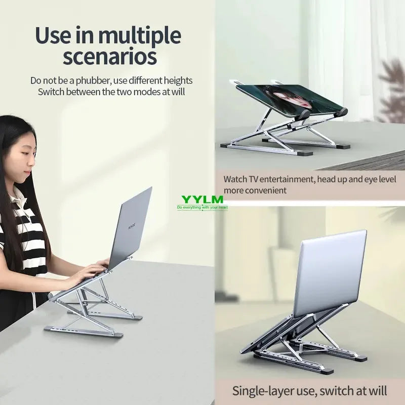 Support PC portable en aluminium pliable