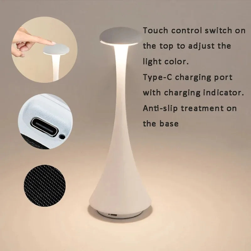 Lampe champignon LED sans fil – veilleuse tactile rechargeable (USB-C)