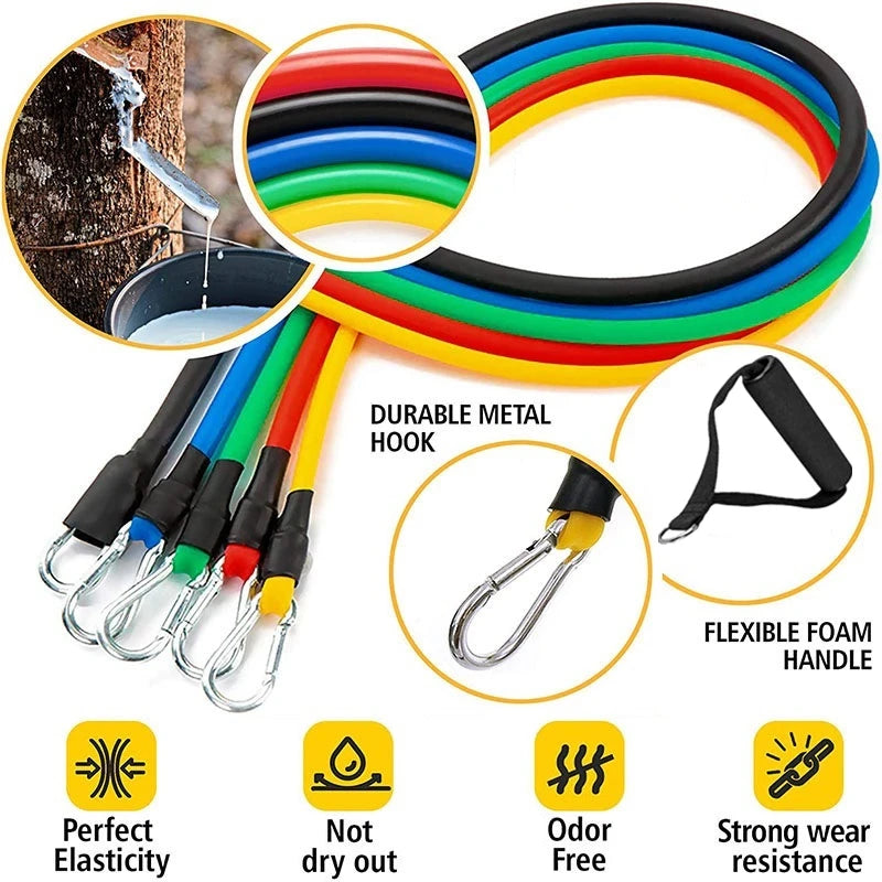 Bandes de résistance élastiques – set fitness – lot de 11
