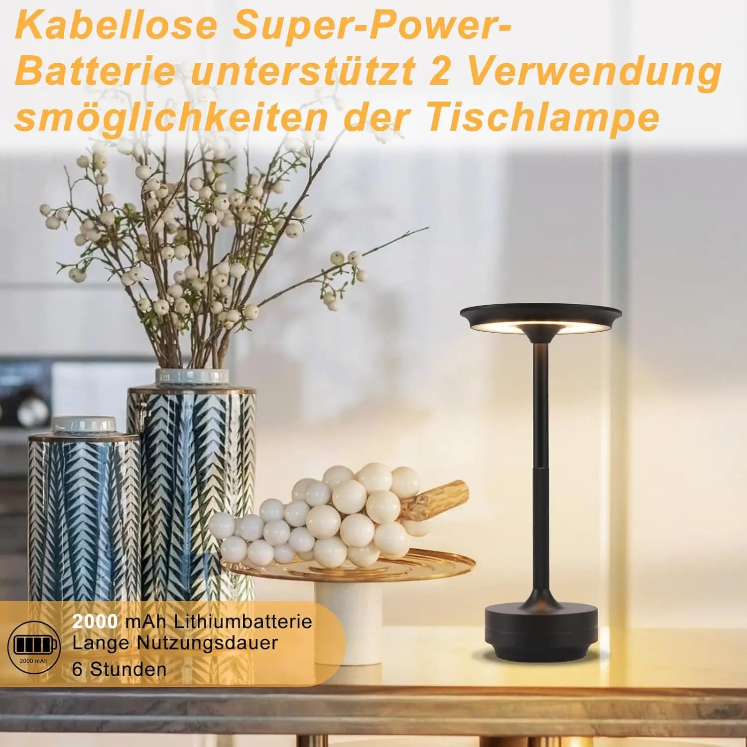 Lampe de table LED sans fil rechargeable – veilleuse d'ambiance rechargeable