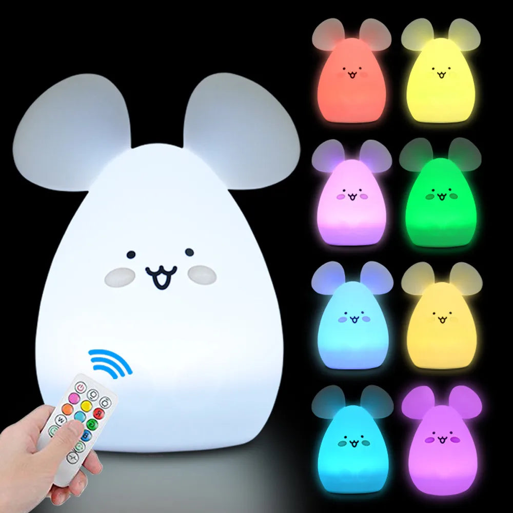 Veilleuse bébé en silicone – lumière douce tactile – télécommande