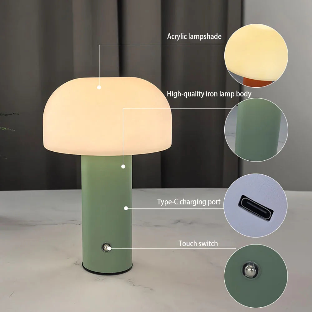 Lampe champignon LED 3 couleurs – lampe d'ambiance rechargeable