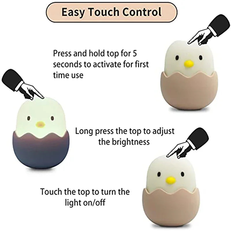 Veilleuse bébé en silicone – lumière douce tactile