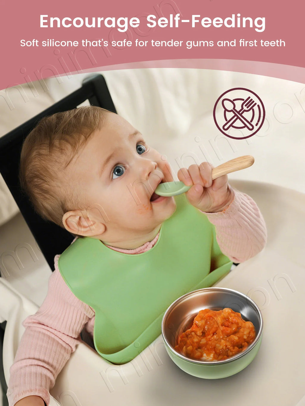 Set repas bébé en silicone – à ventouse – lot de 9