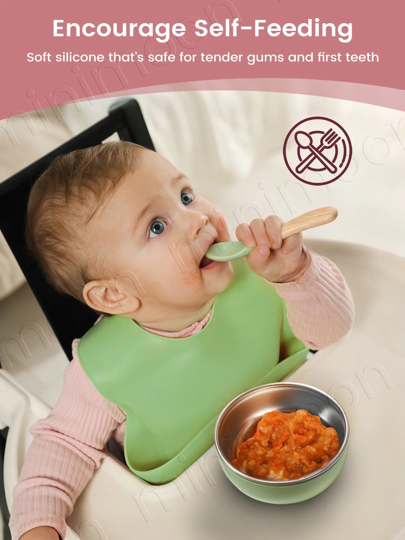 Set repas bébé en silicone – à ventouse – lot de 9