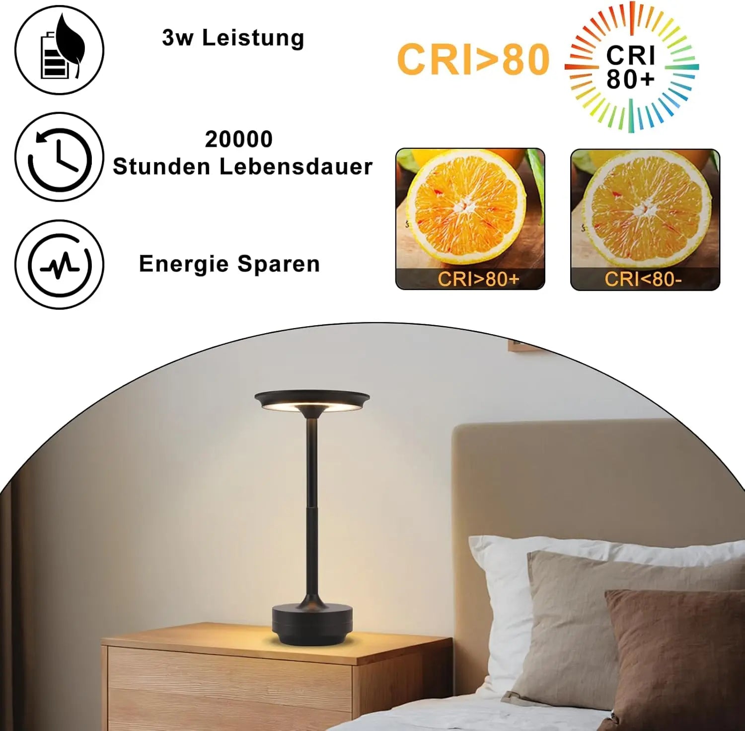 Lampe de table LED sans fil rechargeable – veilleuse d'ambiance rechargeable