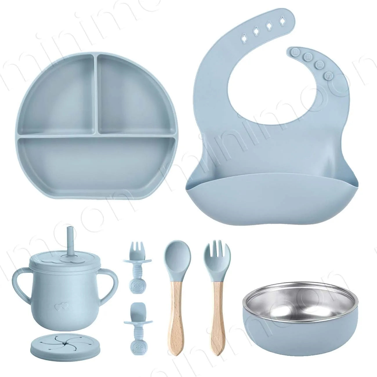 Set repas bébé en silicone – à ventouse – lot de 9