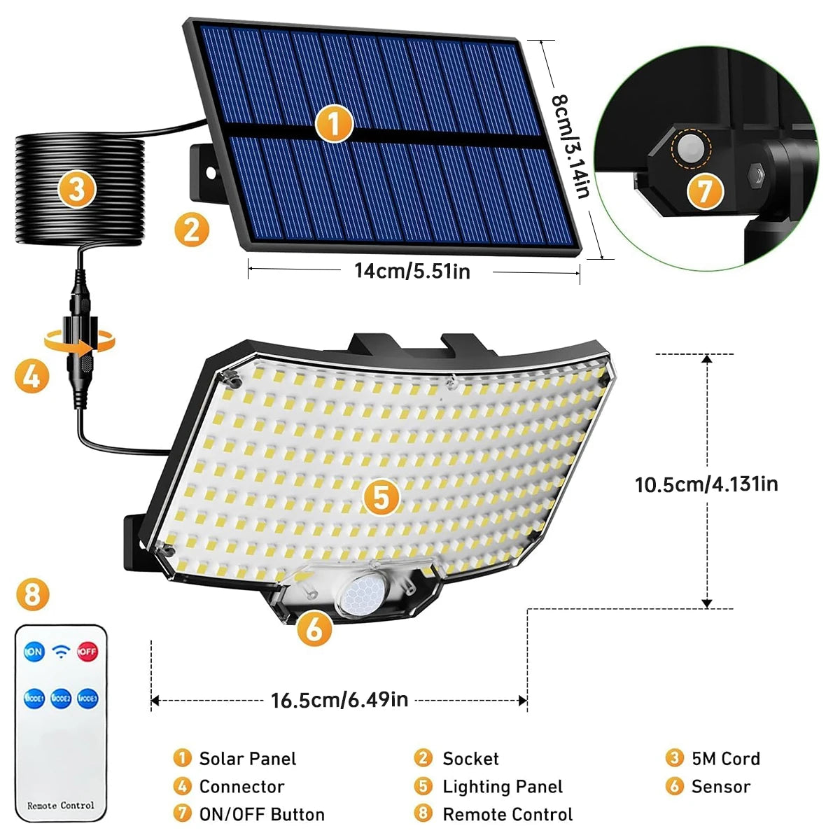 Éclairage solaire de jardin – étanche & sans fil – télécommande